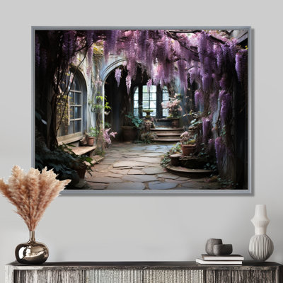 Japon Art Purple Wisteria Archway II - Japan Art Framed Canvas Print