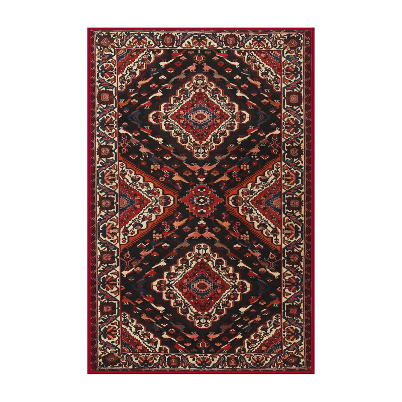 Tapis noir / brun à motif oriental, Rectangle 2 pi x 5 pi