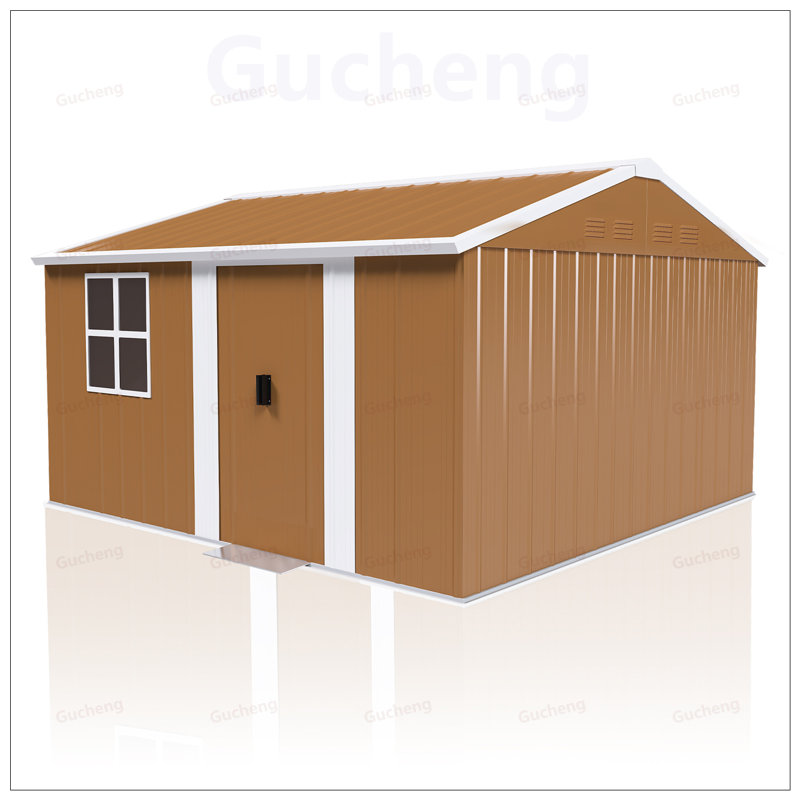 Remise de rangement en métal robuste avec conception résistante aux intempéries, porte verrouillable et ventilation pour l'organisation d'outils à l'extérieur