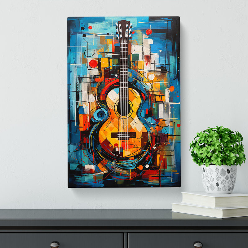 Acoustic Guitar Expressionism - Wrapped Canvas Print, 50cm H x 35cm W x 3cm D