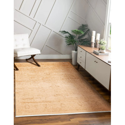 One of kind Hand-Knotted Vibrance Tan Rug 3'11" x 6'1"