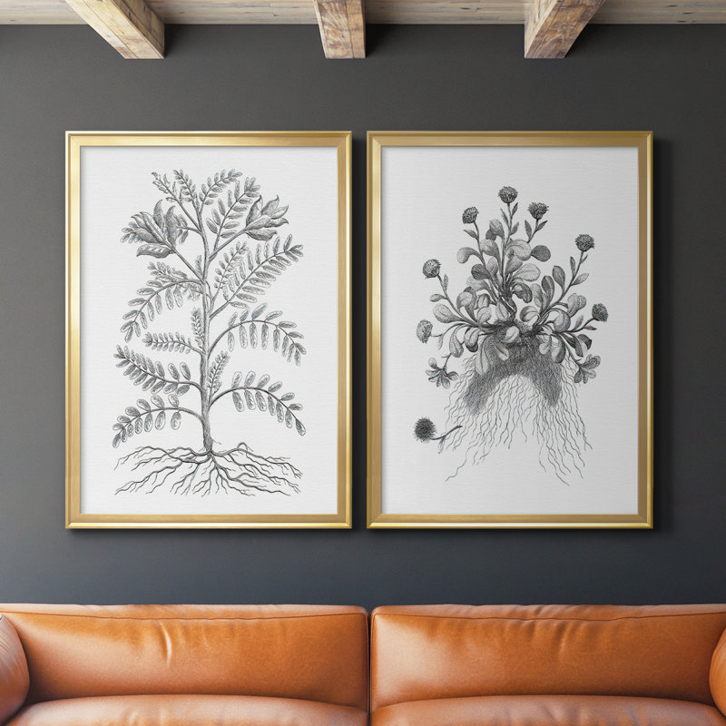 Ensemble de 2 reproductions de cadres photo sur toile B&W, Or, H 42,5 po x l 61 po x P 1,25 po