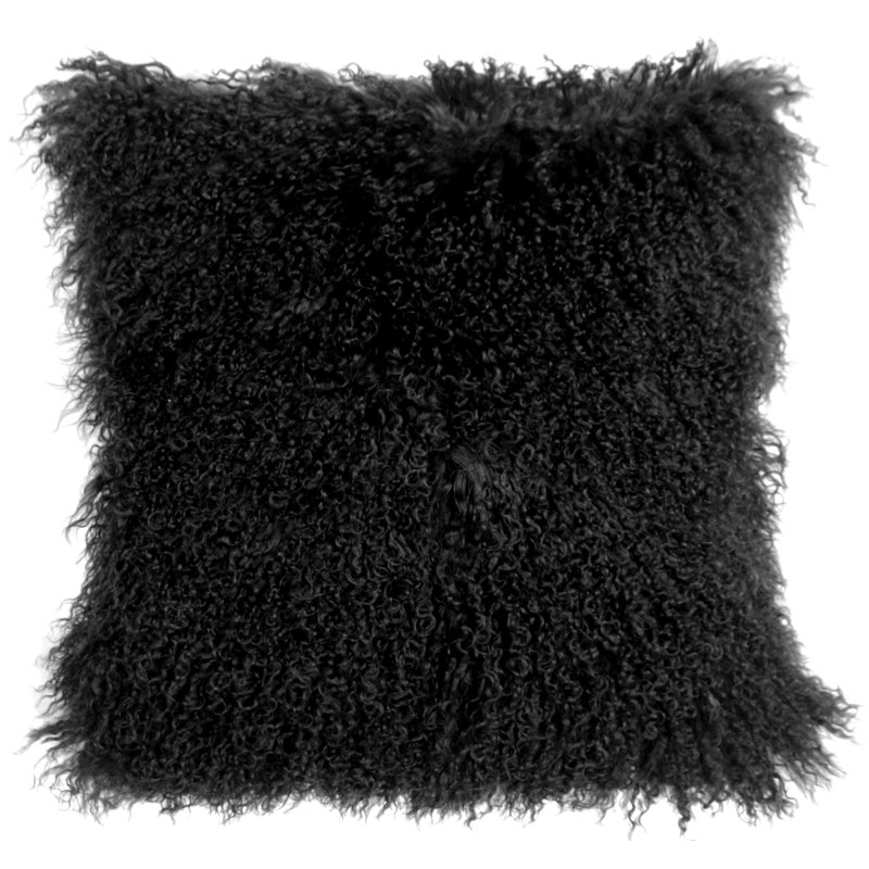 Wool Reversible Throw Pillow, Black, Down Insert