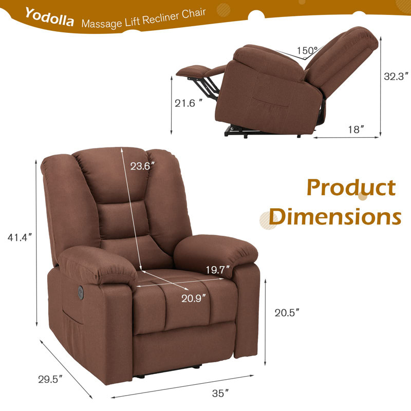 Fauteuil de massage inclinable électrique, Microfibres brunes