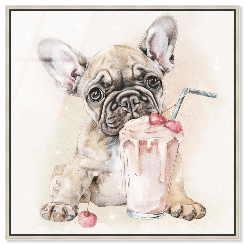 Milkshake Frenchie, H 17 po x l 17 po, Argent