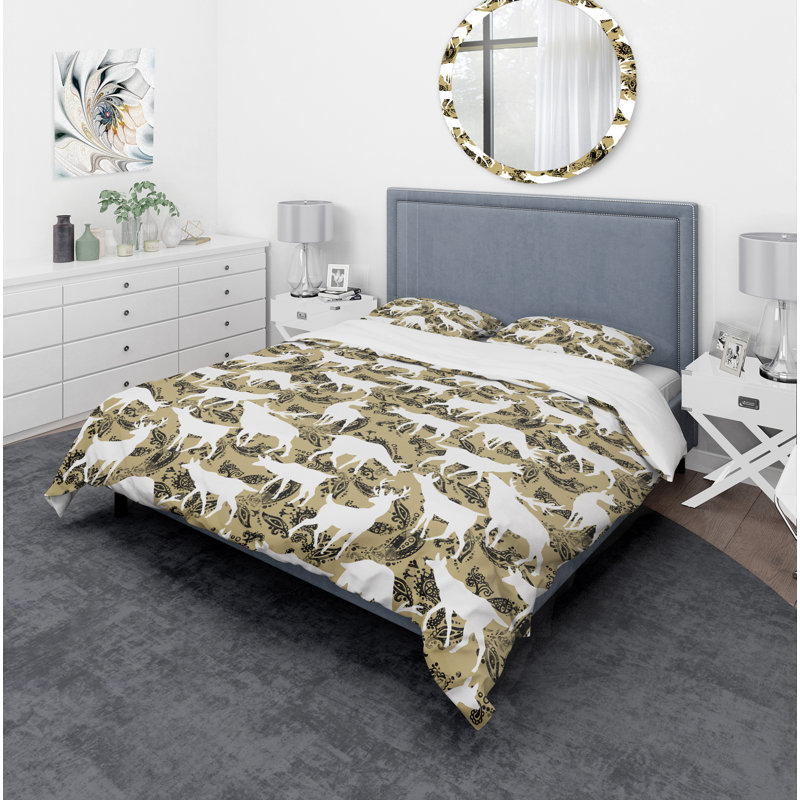 Ensemble de housse de couette bohème et éclectique, Housse simple + 1 taie décorative