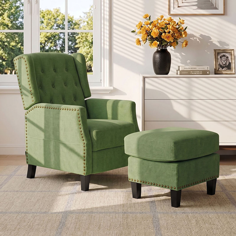 153cm Wide Chenille Wall Recliner Standard Recliner, Green