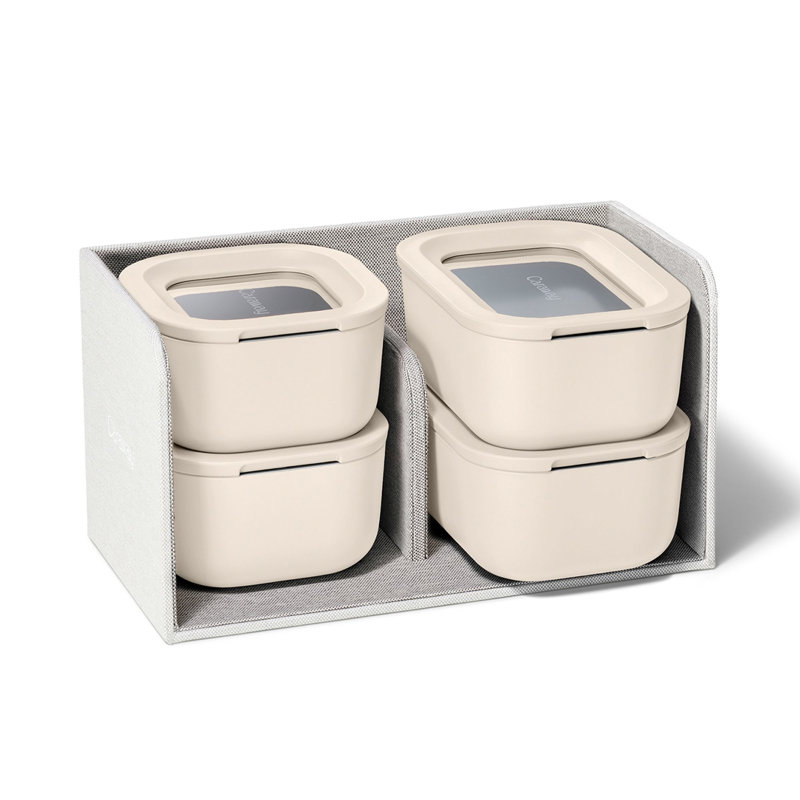  Mini Food Storage Set w/ Storage Organizer, Cream, Cream