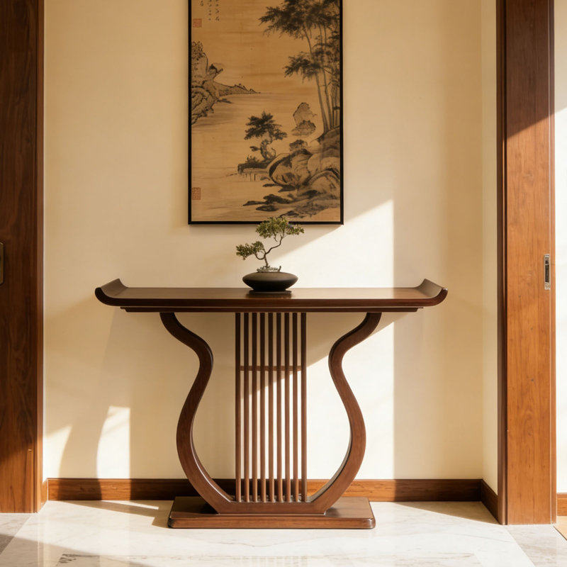 Console rétro de style chinois, 35.4" H x 47.2" W x 15.7" D