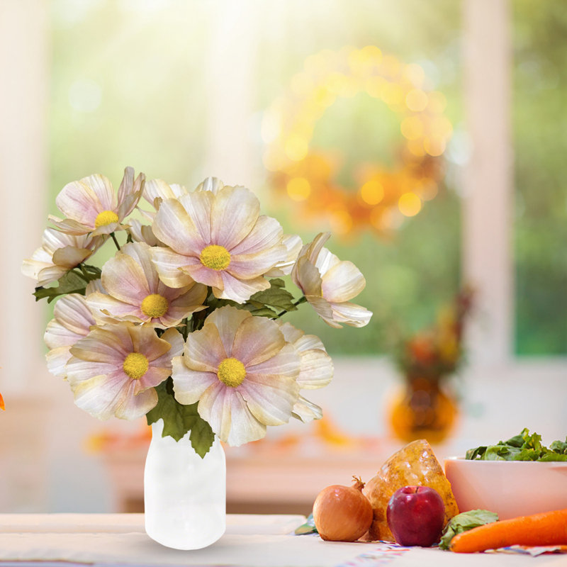 4 pièces de 6 branches de camomille, bouquet de fleurs artificielles à longue tige de 12,2 po, décoration de centre de table, convient pour les mariages, les familles, les fêtes, blanc