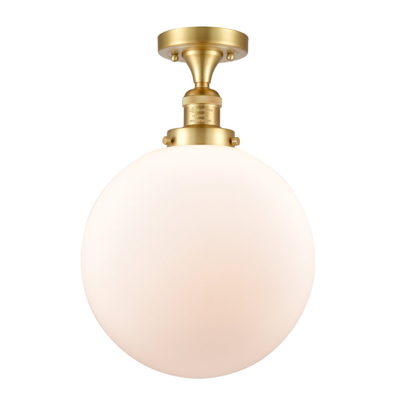 Brislington Glass Semi Flush Mount, Matte White, No Bulb Included, Antique Brass