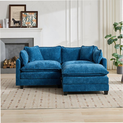 Cloud Sofa Loveseat (Ottoman Is Not Included), Modern Sectional Couch, For Living Room Bedroom And Apartment, Comfy Double Layer Upholstered Seat Cushion, Breathable Chenille Fabric, Gray,SW5012GY