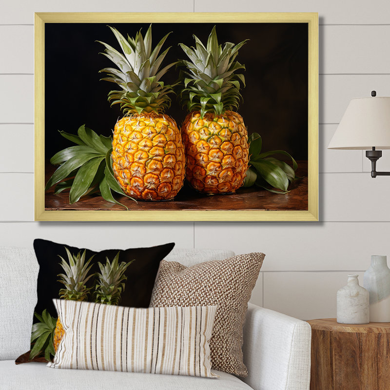 Pinapple Golden Harvest Delights, Cadre photo doré simple, H 30 po x l 40 po x P 1,5 po