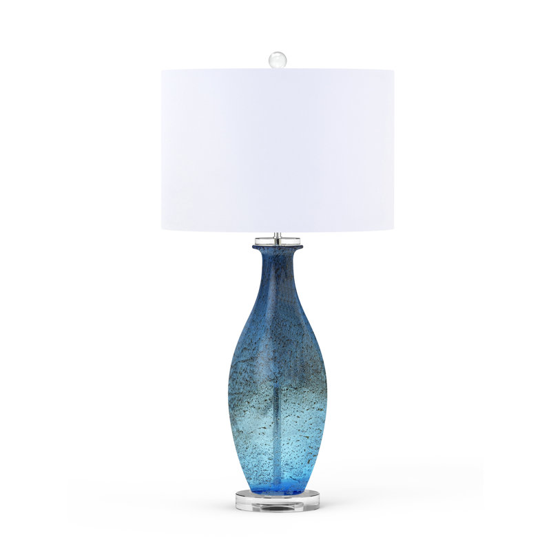 Everly - 30" Blue Tone Art Glass with Crystal Base - Set of 2 - Blue Finish