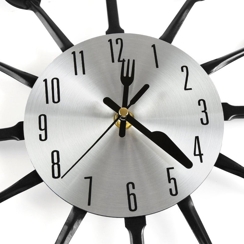 Tableware Kitchen Wall Clock, Black