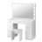Greyden Makeup Vanity Set with Glass Table and Charging Station, Vanity Table with Lighted Mirror and 7 Drawers, Stool Included, for Bedroom-1786359299