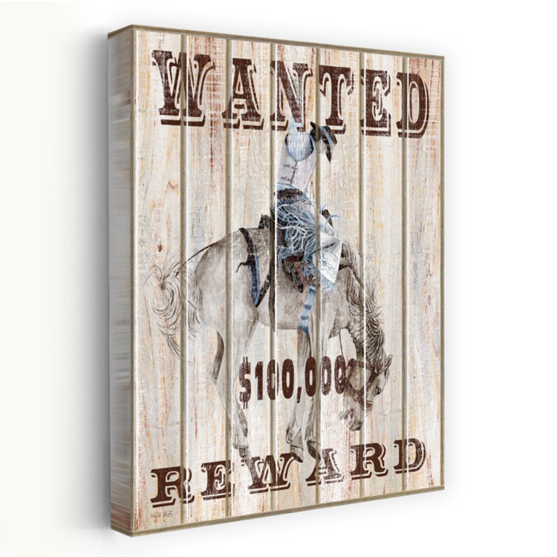 «Wanted Cowboy» - art contemporain d'un cheval de cowboy de l'Ouest, H 36 po x l 24 po