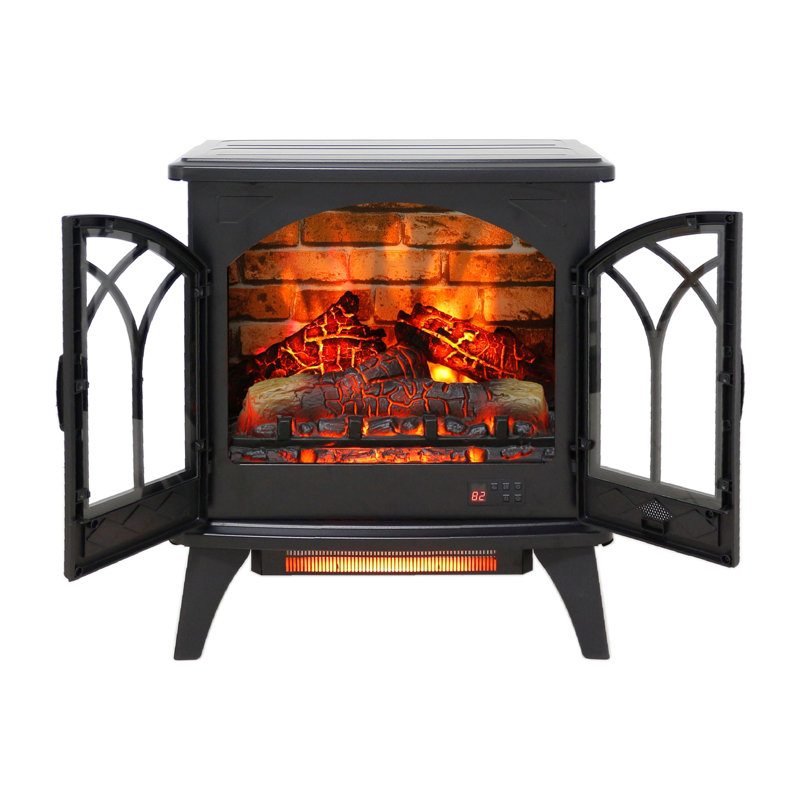 Foyer électrique à quartz 18 pouces à flamme infrarouge 3D avec télécommande, H 27,5 po x l 12 po x P 23,7 po