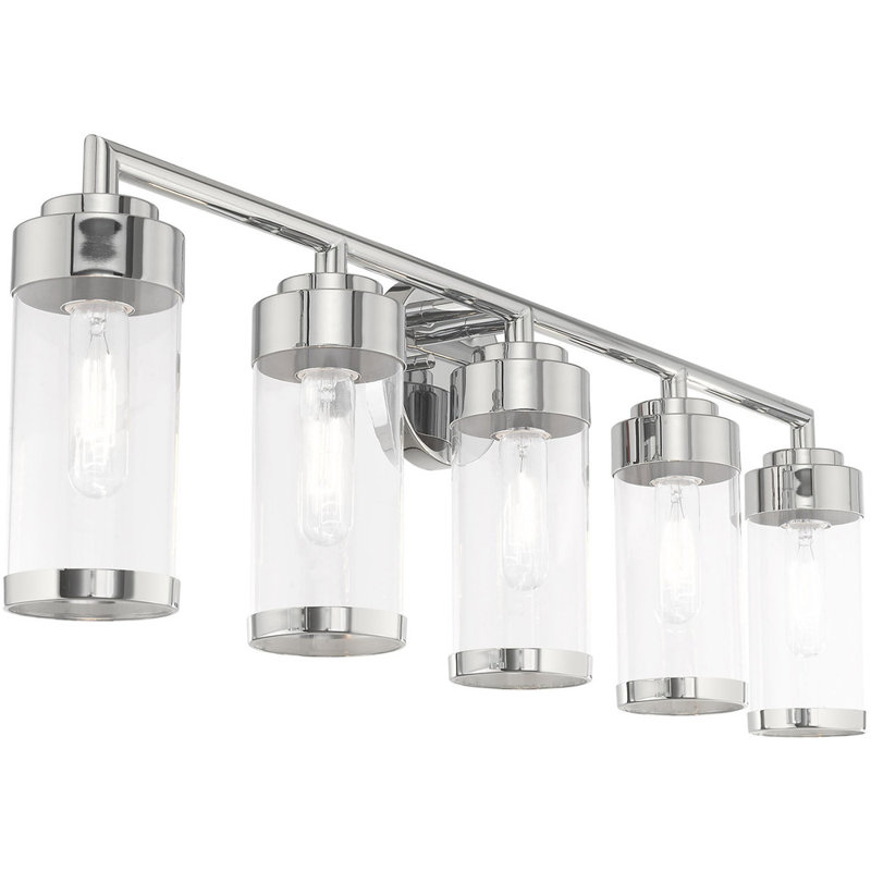 Éclairage pour salle de bain 5 lumières, Chrome poli