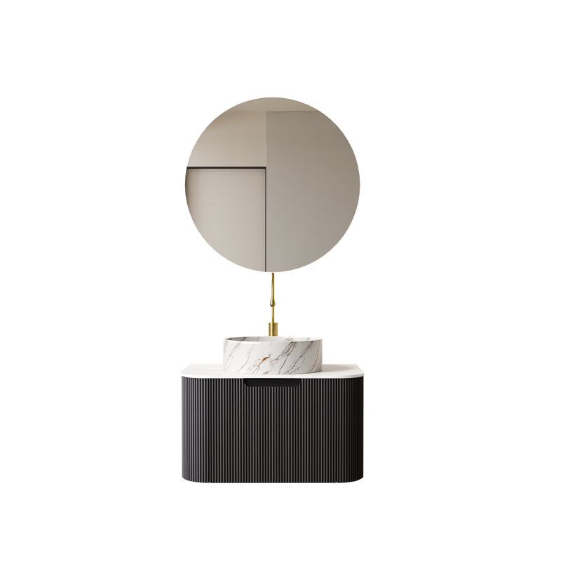 Meuble-lavabo moderne de 24 po Dina, lavabo peu encombrant, lavabo en céramique blanche