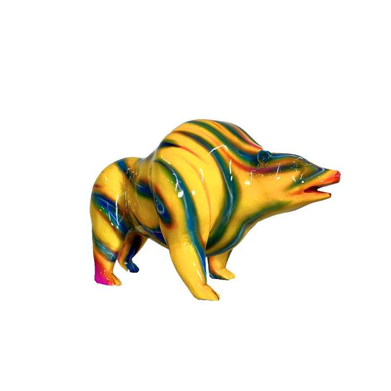 Sculpture bronze couleur ours tie-dye