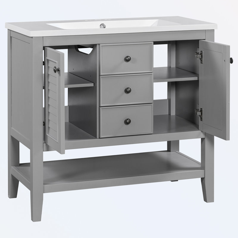 Rangement pour salle de bain Laroque, Gris