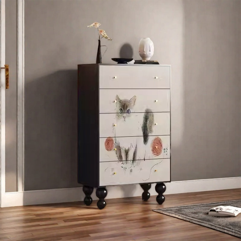 Armoire de rangement en bois massif avec cinq tiroirs