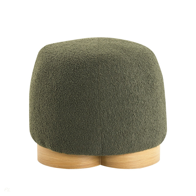 Fully Assembled Round Soft Teddy Fabric Upholstered Ottoman, Footstool With Soft Padded Seat, Fully Assembled Modern Sofa Couch Footrest, Extra Seating For Bedroom Entryway