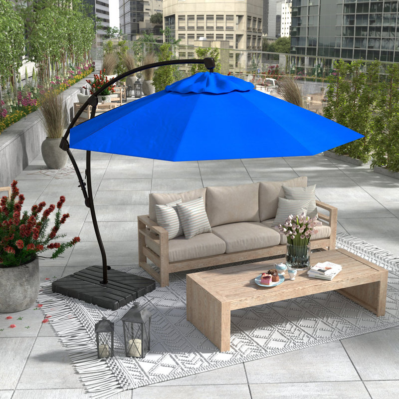 Parasol en porte-à-faux octogonal 9 pi Jiles, Tissu performance bleu royal