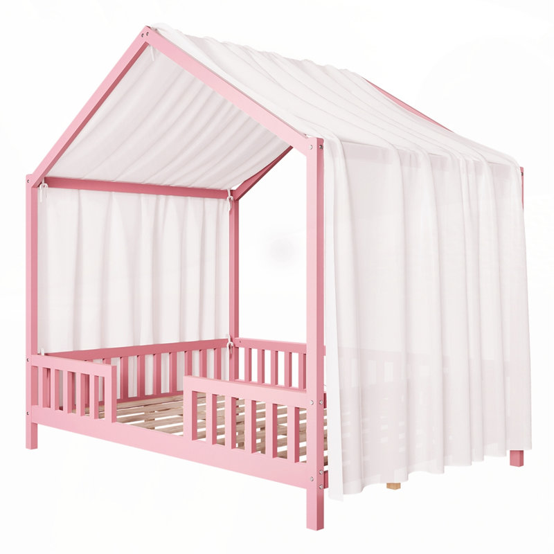 Lit de sol avec auvent Montessori, Complète, Rose