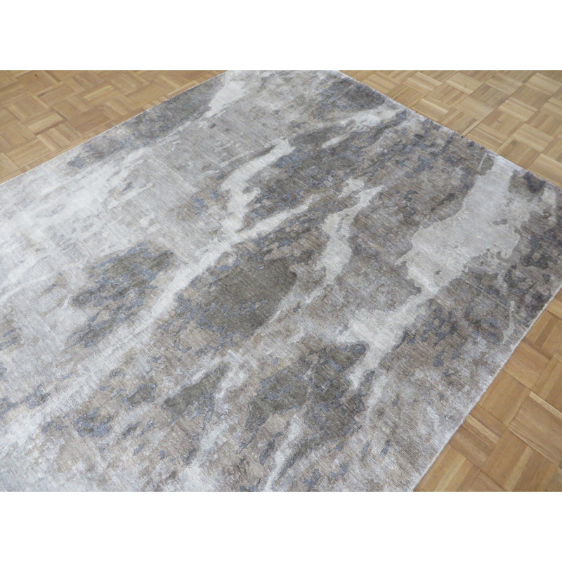 Tapis en soie rectangulaire 6 pi x 9 pi 3 po one-of-kind à la main noué la Dorado