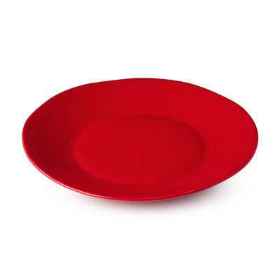 Berry Red Christmas Round Platter, Stoneware Holiday Serving Tray for Appetizers, Cookies & Sides, Mix and Match with Holly and Vines