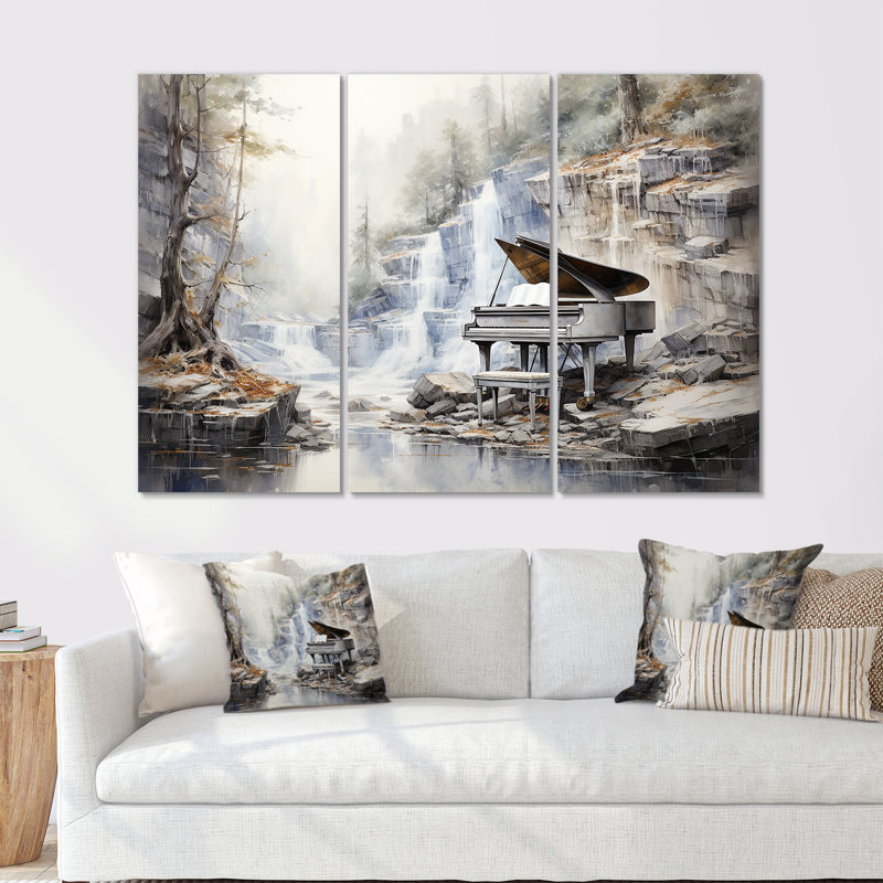 Piano clavier Cascade II - ensemble d'art mural piano, H 40 po x l 60 po x P 1 po