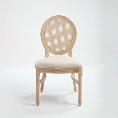 Ensemble de 2 chaises de salle à manger French Country, chaises rembourrées avec dossier rond en rotin naturel, techniques de tréfilage et de sculpture, démontables et empilables, pour le salon, la cuisine, le restaurant