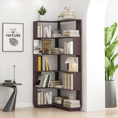 Bibliothèque d'angle ouverte en forme de L pour la maison, le salon et le bureau