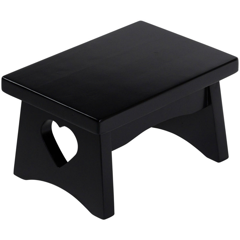 7.5'' Tall 1 - Step Solid Hardwood Lightweight Rectangular Step Stool for Adults and Kids with 200 Lbs Capacity, Step Ladder, Black