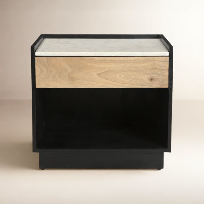 1-Drawer Ribbed Mango Nightstand