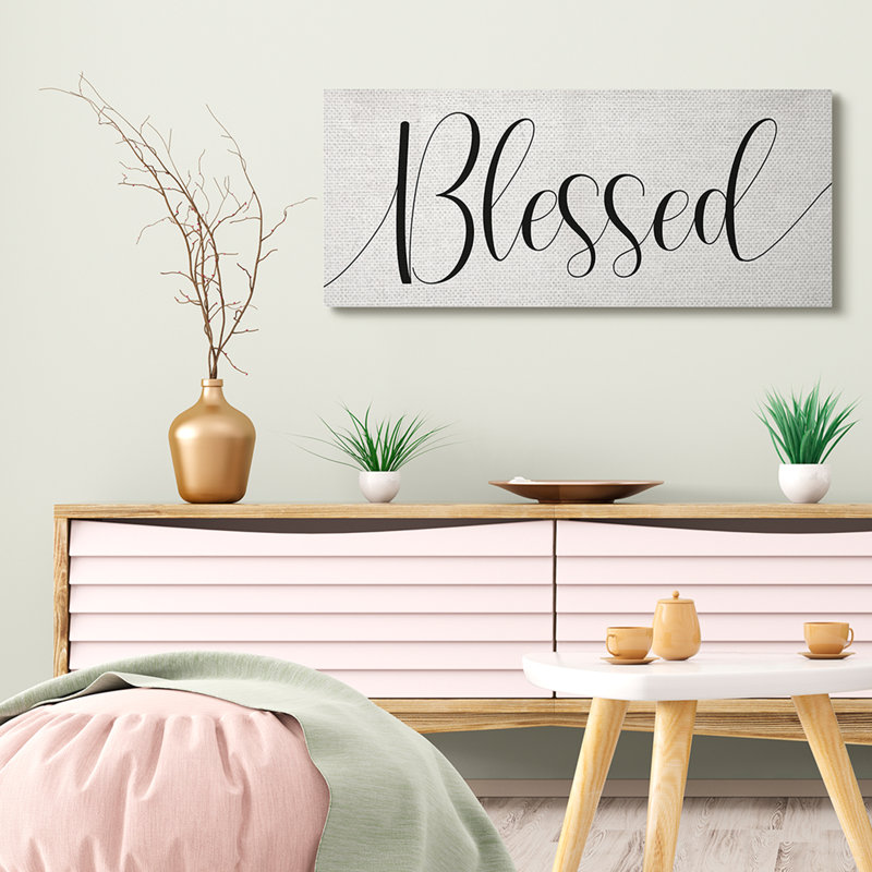 " Bold Blessed Script Typography Charming ", 17" H x 40" W x 1.5" D, Wrapped Canvas