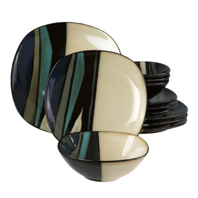 Gibson Dinnerware Set - Service For 4 In Black;green;teal