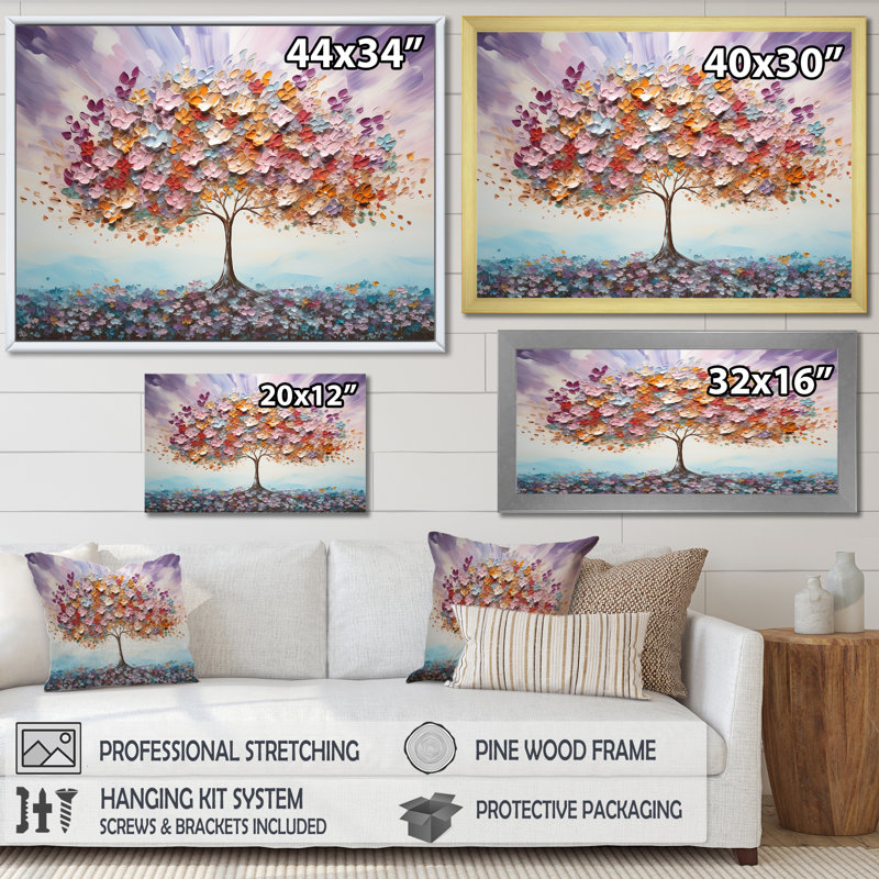 «Tree of Love» multicolore, impression sur toile, H 12 po x l 20 po x P 1 po, Cadre simple blanc