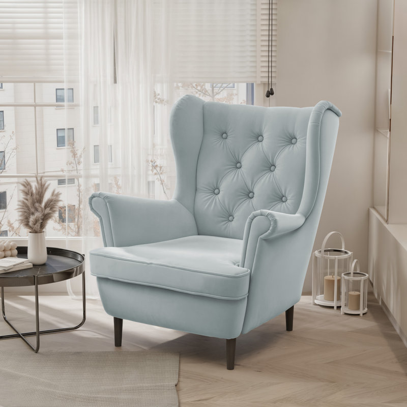 Upholstered Armchair, Black, Blue