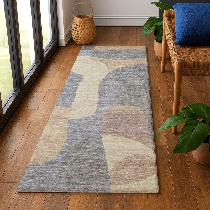 Premium Machine Washable Mayfield AMF1867 Abstract Rug, Runner 2'3" x 7'6"