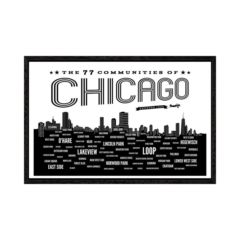 Chicago Communities by Benton Park Prints - Print on Canvas, 101.6 cm H x 66.04 cm W, Black Framed