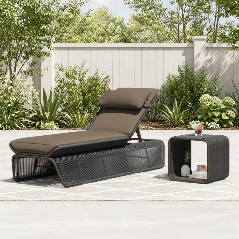Chaise longue avec table Harper, Caribou, Gris foncé