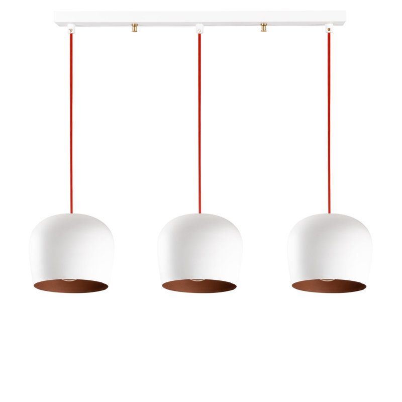 3 - Light Kitchen Island Pendant, White/Red, White