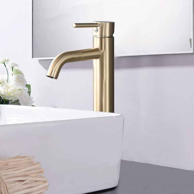 Robinet de lavabo de salle de bain à un trou, Gold