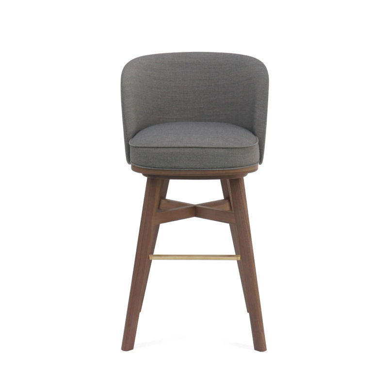 Chaise de bar pivotante Mr.B, Natural Walnut, L493 Naturel Sanfor 0023
