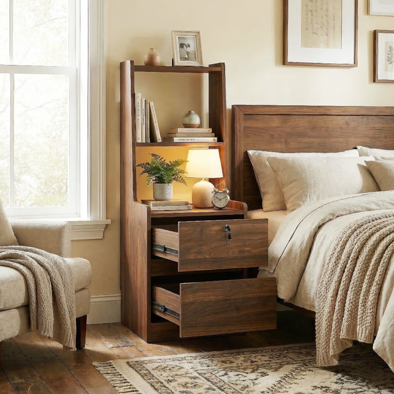Jeannine Manufactured Wood Nightstand, Brown