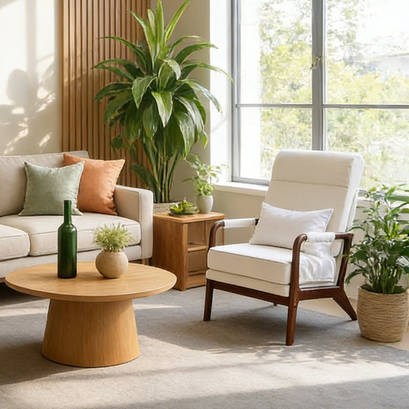 25'' Wide Transitional Traditional Upholstered Accent Chair, Beige