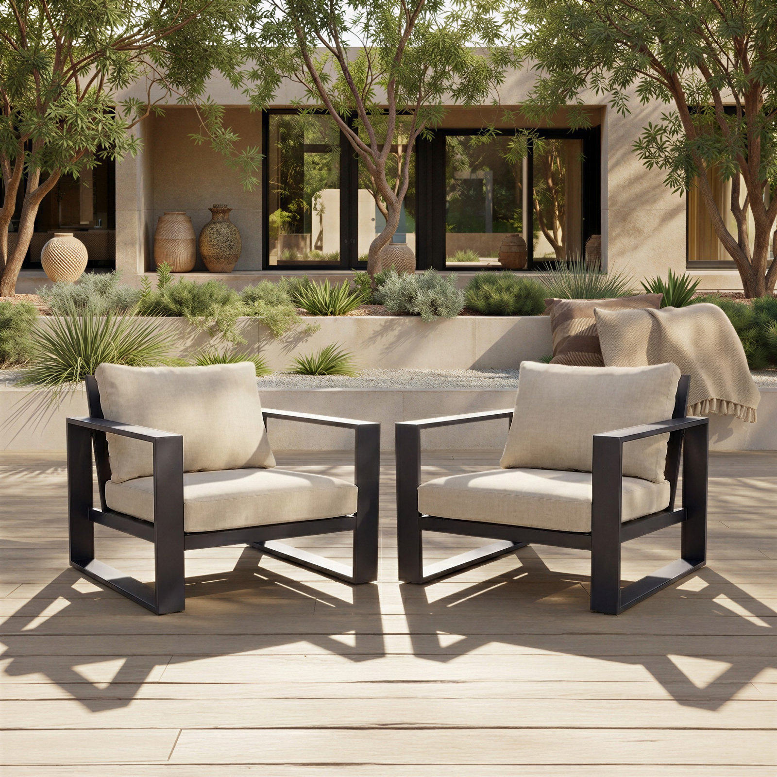 Dwyer Aluminum Outdoor Lounge Chairs, Black